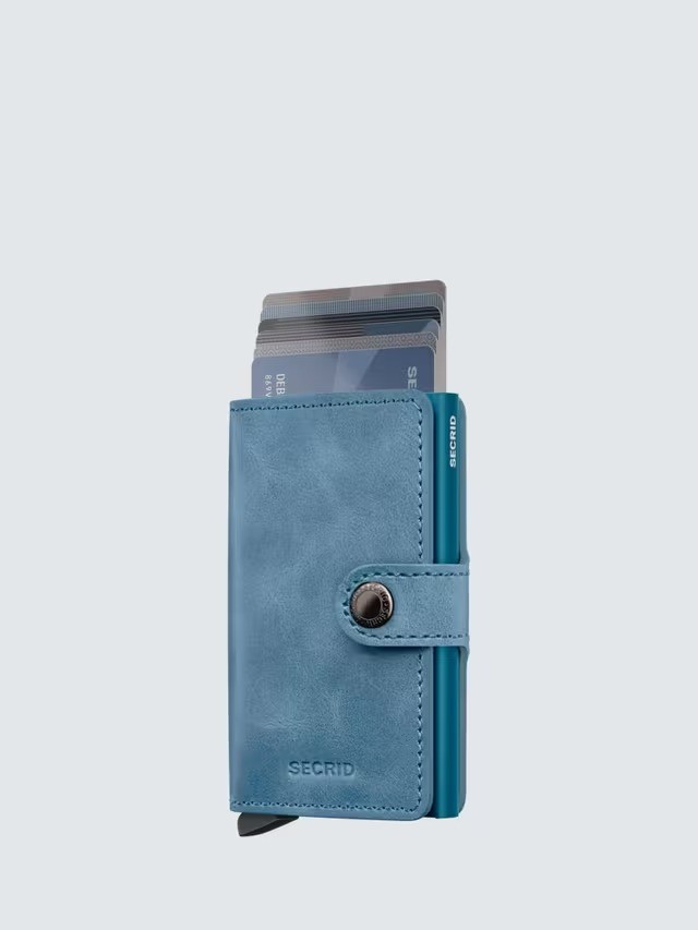 Secrid Men's Cardprotector Vintage Leather Mini Wallet For Cash & Cards Teal
