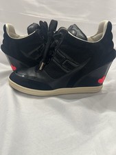 Autentiche sneakers Hogan Rebel nere con zeppa EU 38 (US 7,5/8) rosso dettaglio cuore