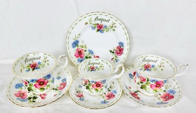 Royal Albert Blume des Monats Mohn AUGUST Set