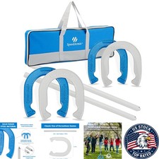 Universal Size Horseshoes Game Set with Steel Stakes - Perfect for Outdoor Fun