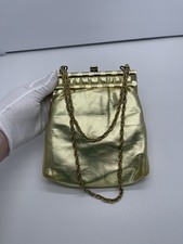 Vintage Mardane Gold Lame Handbag Made in the USA w metal shoulder strap purse