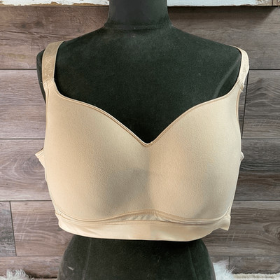 Peach Full Coverage Wireless Cups Bra Adjustable Strap Full Figure Size 6X READ