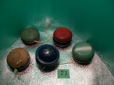 LOT OF 5 VINTAGE WOOD YO-YOS WHIRL-KING, 3 DUNCANS  2 UNMARKED MADE IN USA