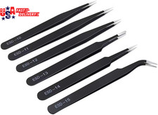 6PCS Precision Tweezers Set, Upgraded Anti-Static Stainless Steel Curved of Twee