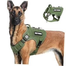Tactical Dog Harness for Dogs,No Pull Military Dog Vest with Large Green