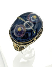 Ancient Egyptian Style Bronze Ring w/ Evil Eye Mosaic – Size N1/2 (18mm) – 12.2g