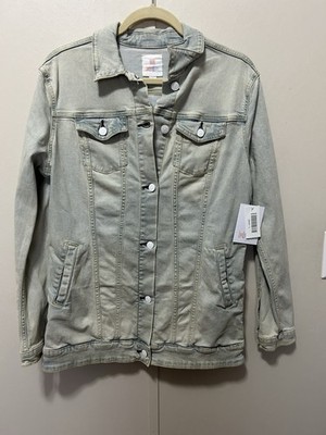 Lularoe Whimsical Denim Blue Jean Jacket  Jaxon Unicorn Patches Size Large NWT