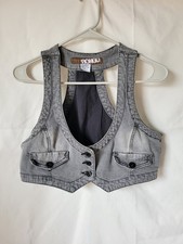 Vintage Bongo Youth Girls Denim Jean Button Vest Large