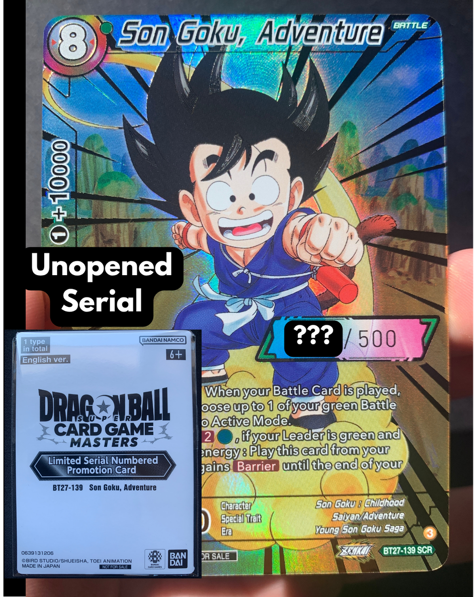 dragon ball super card game bt27 Son Goku, Adventure BT27-139 SCR Unopened Serial Dragon Ball Super Card