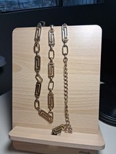 Vintage Gold Tone Women's 36 Inch Metal Costume Jewelry Belt Rectangles  Ovals