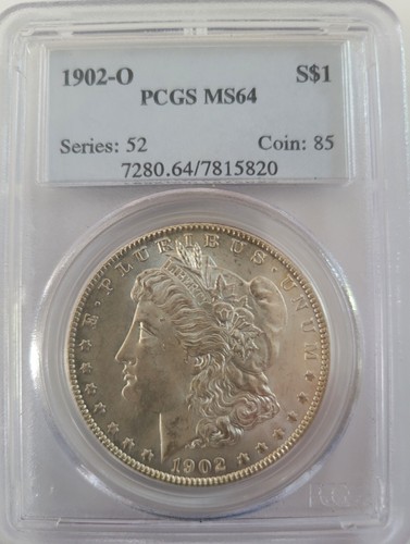 1902-O MORGAN SILBER DOLLAR 1 $ MÜNZE. PCGS: MS64. Zertifikat: 7815820. BESCHÄDIGUNG/TON.