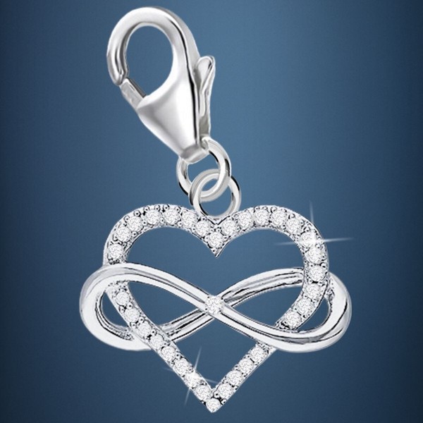 Herz Unendlichkeit Charm 925 Sterling-Silber Herren Damen AnhäNger FüR Armband-image