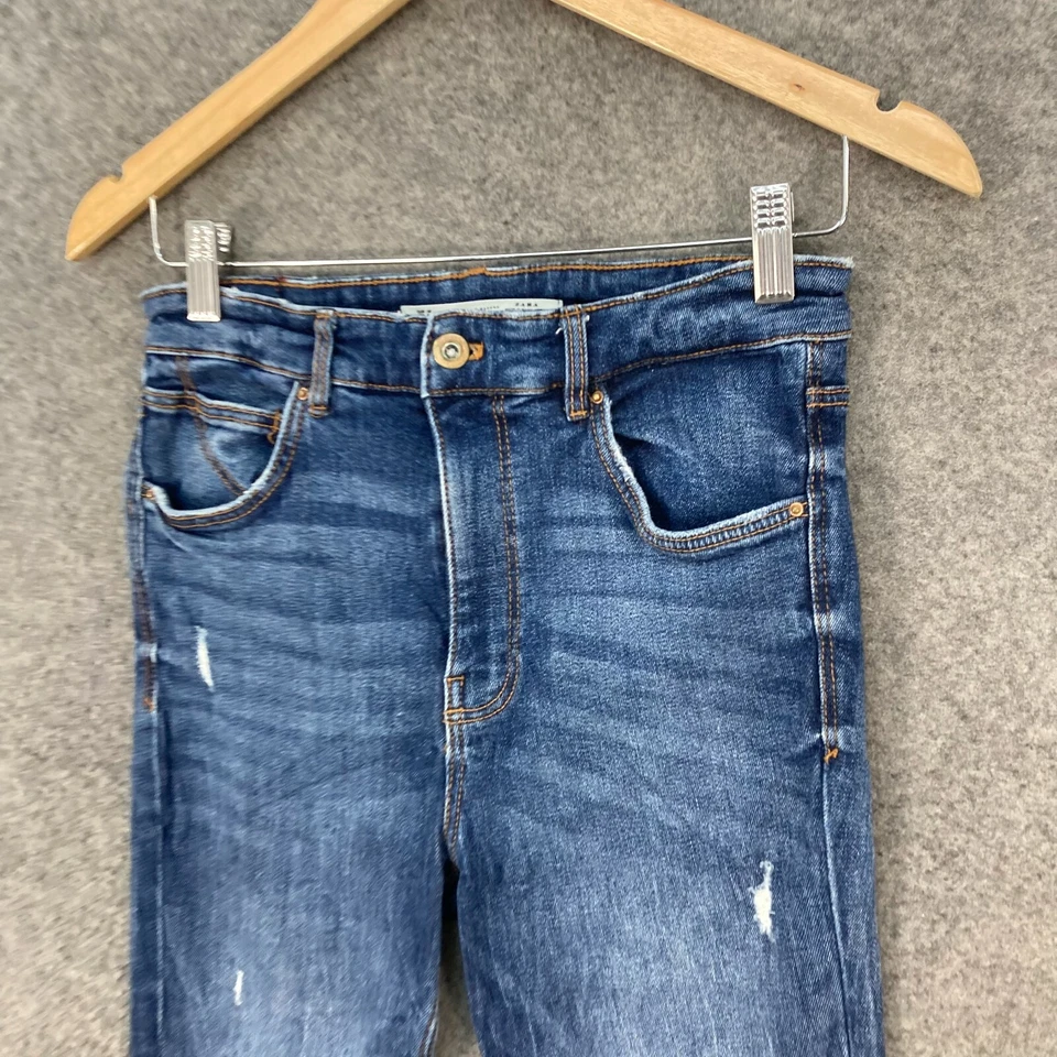 Pantalones Cortos Zara Mujer Talla US 8 AU 12 Azul Ajustado Bermudas Personalizados Deshilachados 37.22 Foto 3 de 4