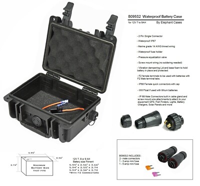 Kayak Waterproof Battery Case Box B095S2 For 12V 7AH 9AH sealed