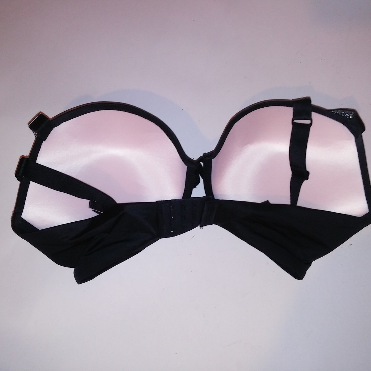 Victoria Secret Bra 36DDD Push Up Shine Strap Black Very Sexy