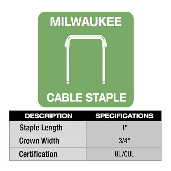 Milwaukee Tool Mnm1600 Insulated Cable Staples For M12 Cable Stapler