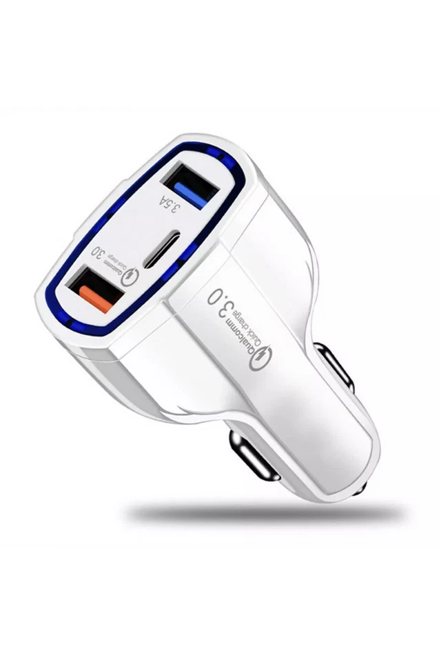 3-Port USB Fast Rapid Car Charger Adapter Type C Port for Android Samsung Galaxy - Image 2 of 4