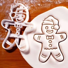 Christmas Gingerbread Man with Santa Hat Cookie Cutter - Xmas winter holidays