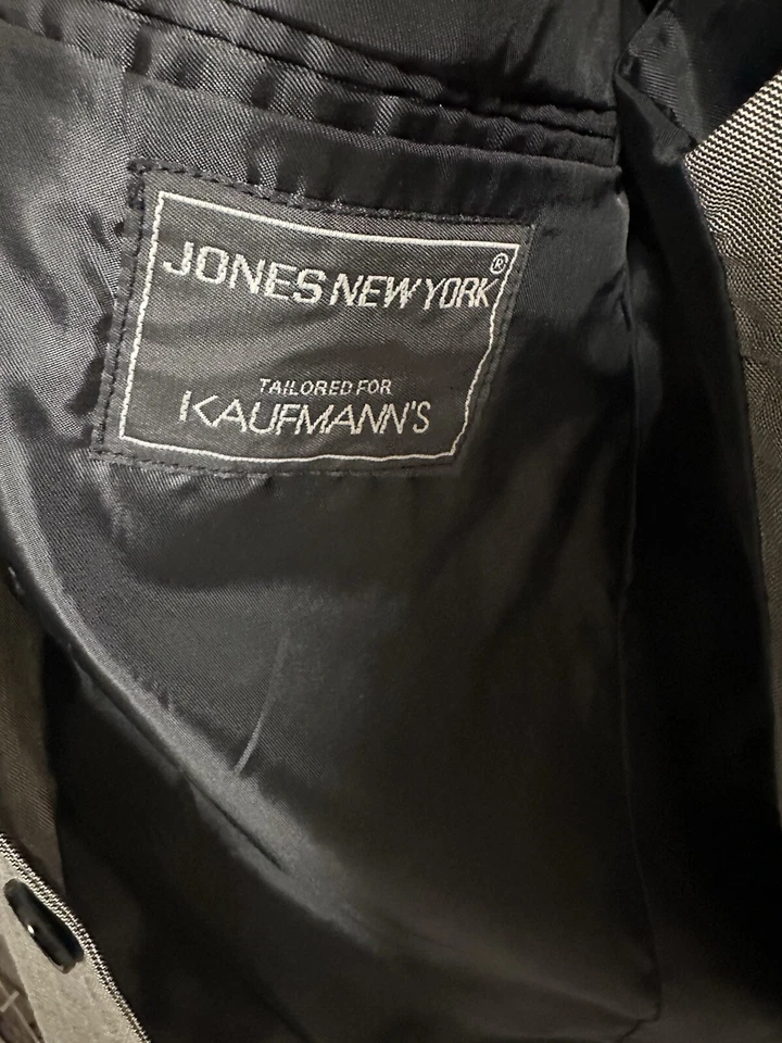 Jones New York Traje Hombres 40L Gris Mezcla Lana 3 Piezas Pantalones 33x32 Vnt Chaqueta Chaleco Años 90 Foto 4 de 4