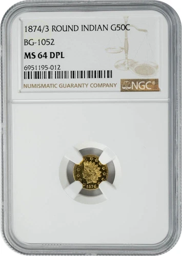 1874/3 California Fractional Gold 50c BG-1052 MS64 DMPL NGC 949923-19