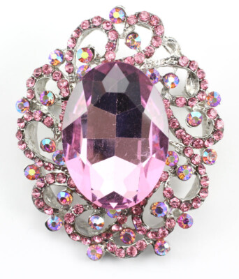 Pink Fancy Austrian Rhinestone Crystal Cluster Bridal Wedding Brooch Pin PN32761
