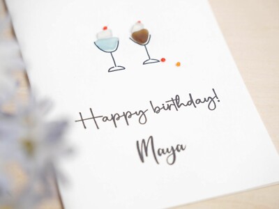 Sea Glass Art Card - Happy Birthday Card - Blank Inside - Handmade