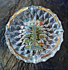 VINTAGE DER RHEIN VON MAINZ BIS KOBLENZ CLEAR GLASS CIGAR ASHTRAY 5.5" 