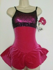 DANCE Skate dress Velvet Rasberry Black Camisole Style Diamond pattern ch/adult