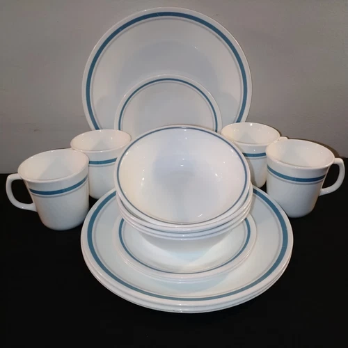 Vintage Corelle Corning ALLEGRO Luncheon 16 Piece Dinner Set For 4 Plate Bowl 