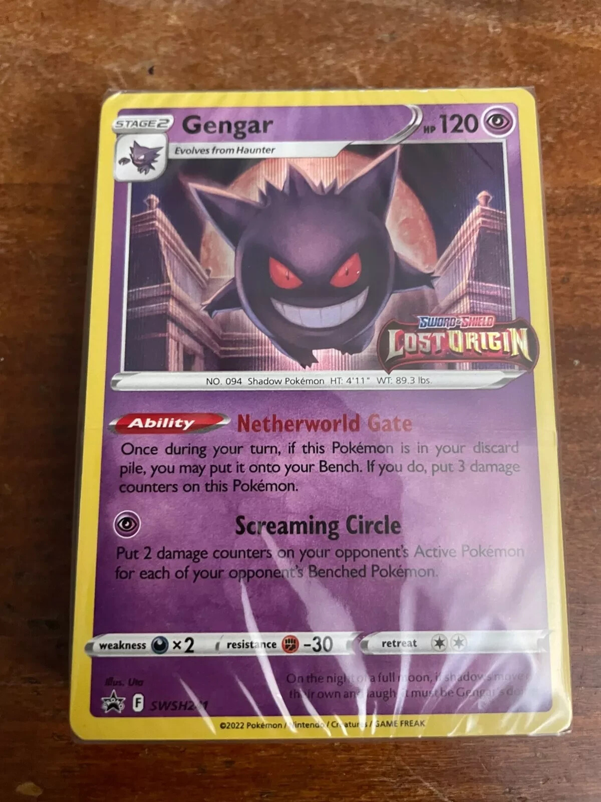 Factory Sealed Gengar SWSH241 Build & Battle Pre-Release Kit Promo Card