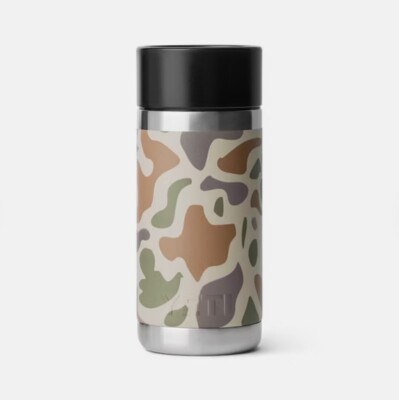 YETI TAN CAMO RAMBLER 12 OZ HOTSHOT BOTTLE WITH HOTSHOT CAP, AUTHENTIC,  SOLD OUT