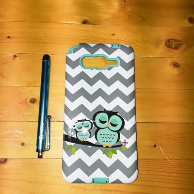 Samsung Galaxy Grand Prime Owl Zig Zag Hybrid Phone Case with Stylus