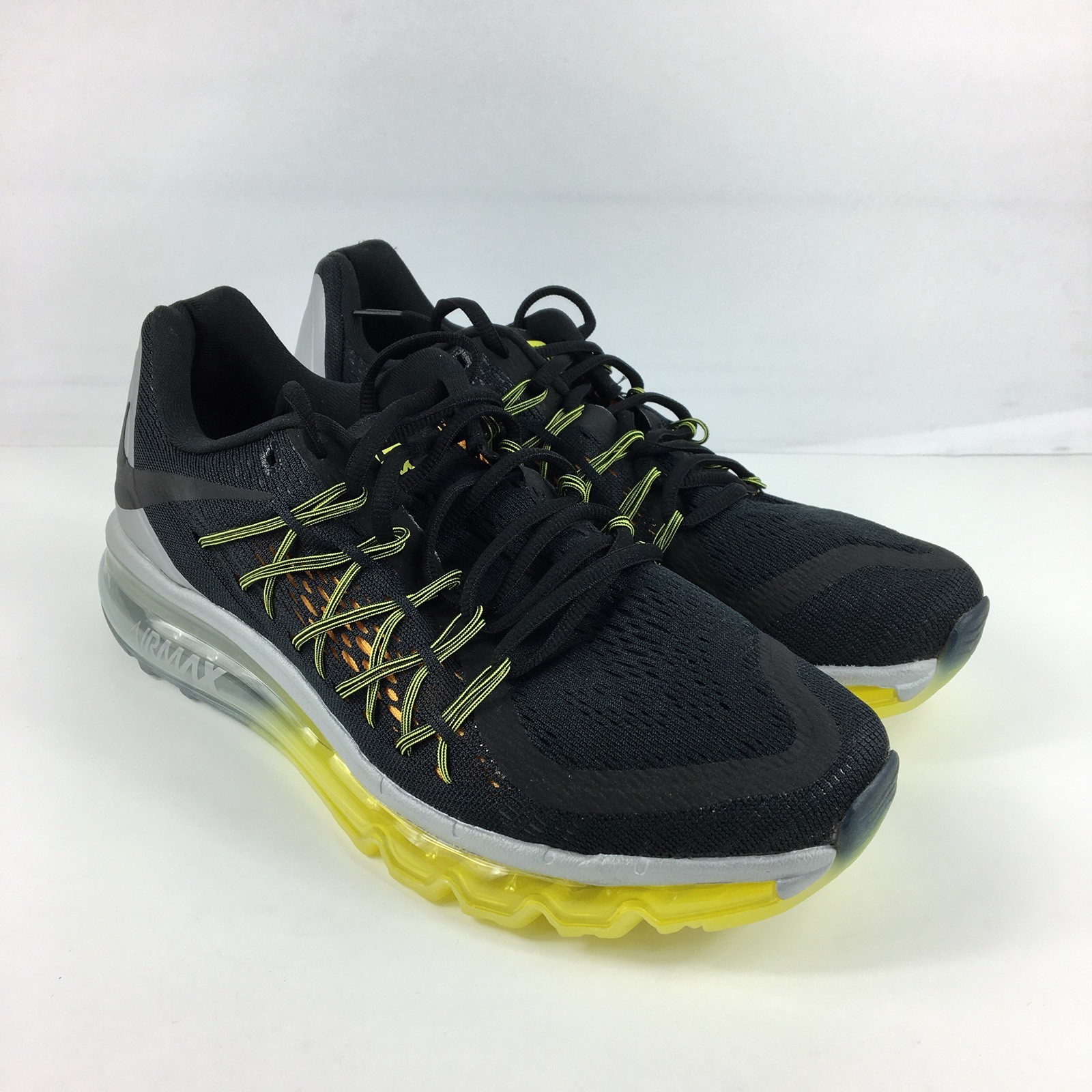 Nike Air Max 2015 Size 8.5 Running Shoes Black Silver Yellow Orange 698902-070 Nike Air Max 2015 Size 8.5 Running Shoes Black Silver Yellow Orange 698902-070