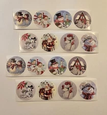 16 Vintage Style Christmas Stickers/Retro Style Christmas Stickers Labels Seals