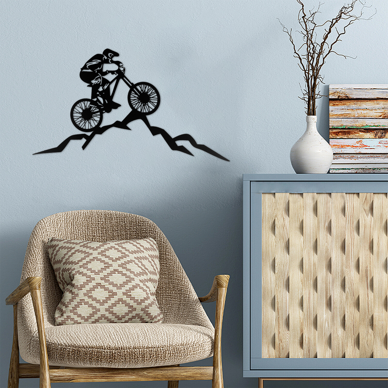 Mountain bike arte da parete in metallo decorazione arazzo per soggiorno camera da letto