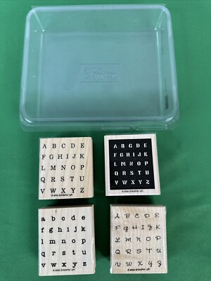 Retired 2004 Stampin Up ALPHABITS Set of 4 Wood Rubber Stamps Alphabet ...