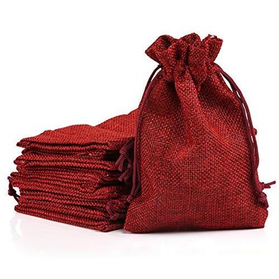  Christmas Drawstring Gift Bags Drawstring Pouch Burlap Wedding Favor Gift Red