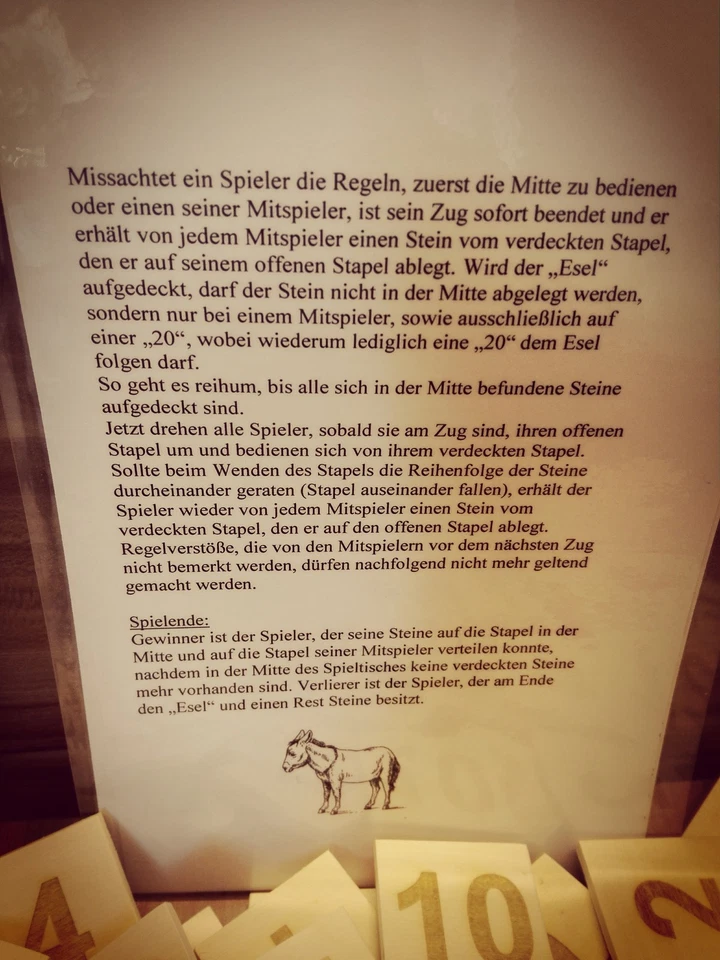 ESELSPIEL klein ° 61 MDF Steine Gelasert ° NEU ° Handarbeit - Im Stoffbeutel NEU - Bild 3 von 4