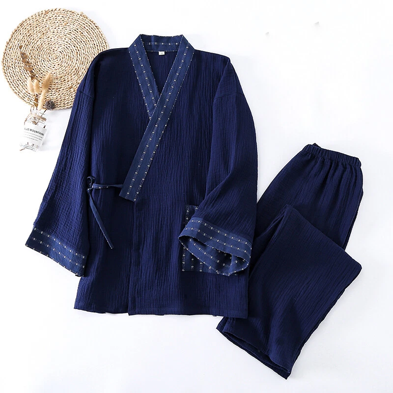 2 PIEZAS Pijama Japonés Yukata Para Algodón Baño Pantalones Ropa Salón | eBay