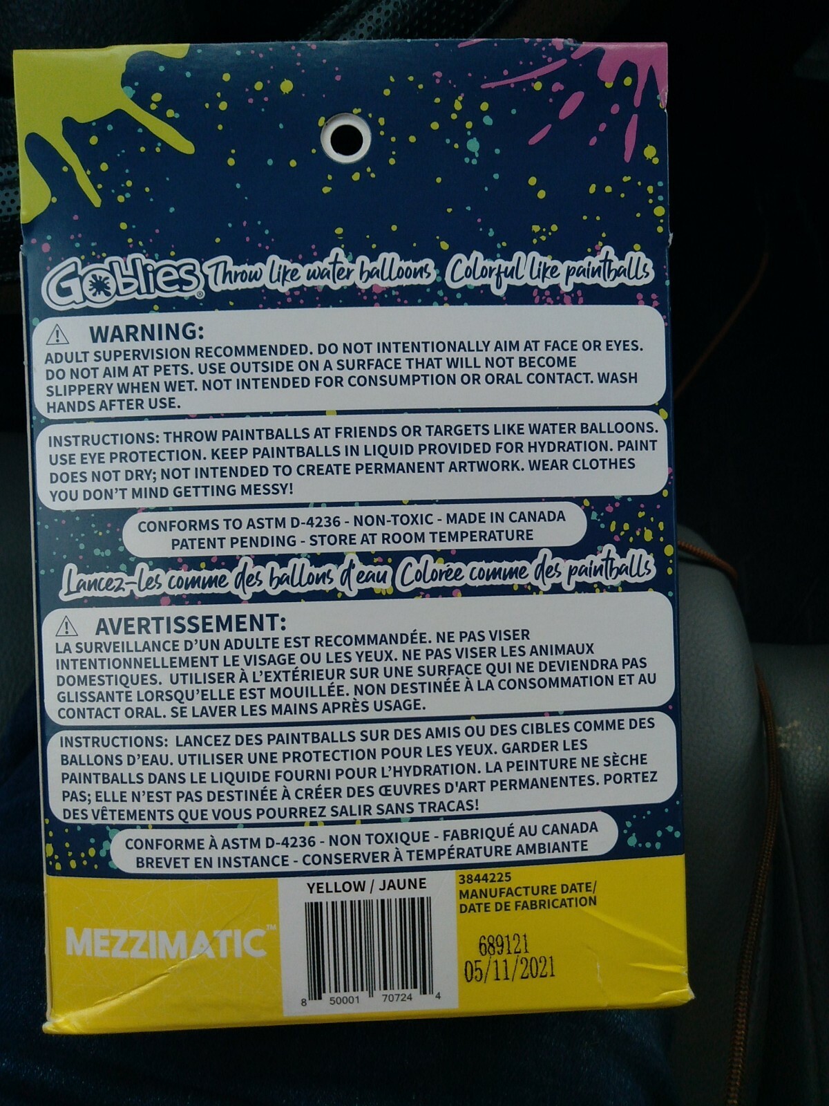 Goblies Throwable Paintballs Yellow Washable 40 Paint Balls Party Game