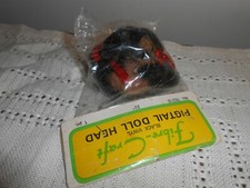 RARE Vintage New in Package FIBRE CRAFT African American Pigtail Doll Head 2 1/2