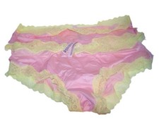Victoria's Secret Tease Smooth Lace Cheeky Panty 2 Pack Pink Yellow Lace XXL