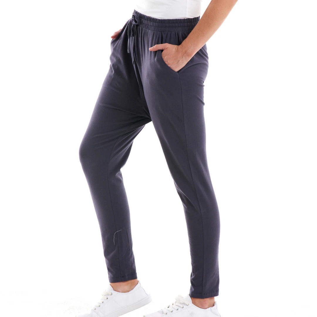BETTY BASICS JADE PANT DROP CROTCH LOUNGE PANT -BLUE STONE SIZE 8-18