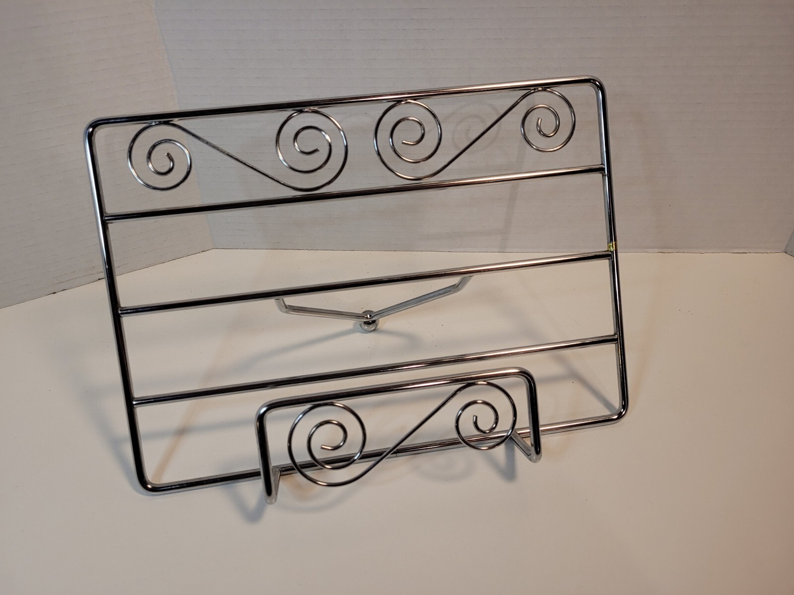 Elegant Silver Metal Cookbook Stand Sturdy Tablet and Book Display Easel