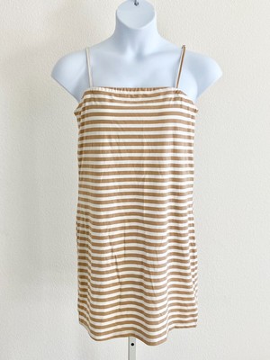 Vero Moda Juniors Tan-White Striped Sleeveless Mini Dress Size XL Pullover