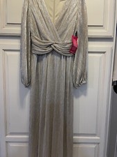 ELIZA J Womens Full-Length Formal Dress Gown Size 6 NWT Black Pin Shimmery Long