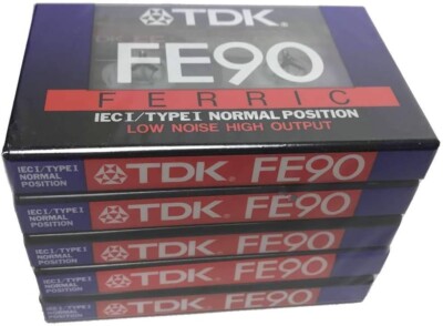 Kassetten TDK FE90 Ferric IEC-1 Type 1 Low Noise High Output 5Pack NEU
