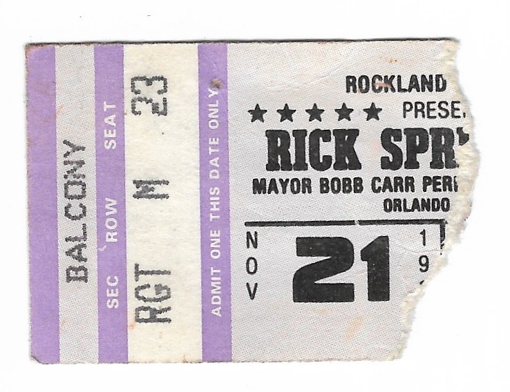 Rick Springfield 11/21/81 Orlando FL Ticket Stub