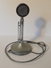 Vintage Astatic D-104 Desktop Microphone G Stand Wired Silver Made In USA Ham CB