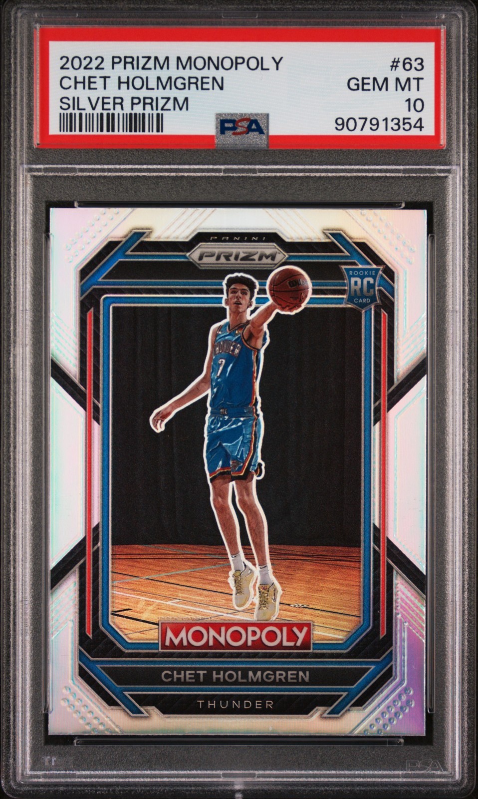 2022 Prizm Monopoly Silver Prizm #63 Chet Holmgren RC PSA 10 GEM MT